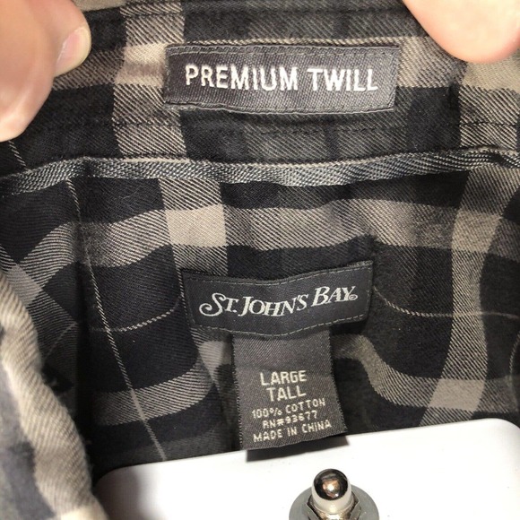 ST JOHNS BAY PREMIUM TWILL SHIRT MENS LARGE TALL BUTTON DOWN LONG SLEEVE DARK - Picture 6 of 11
